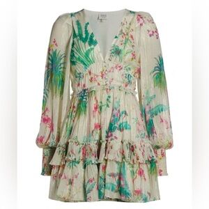 HEMANT & NANDITA Floral-Print Ruffle Mini Dress